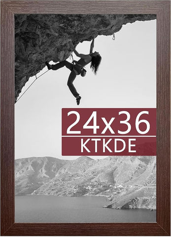 KTKDE 24x36 Picture Frame Wooden with Polished Plexiglass, Studio Gallery Vertical & Horizontal Wall Hanging Large Poster Frame for Photos,Minimalist Style -Any style Best gift