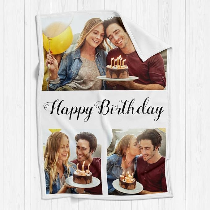 Custom Blanket with Photos, Personalized Photo Blankets Using My Own Photos, Customized Blankets with Pictures, Personalized Gifts for Birthday, Anniversary