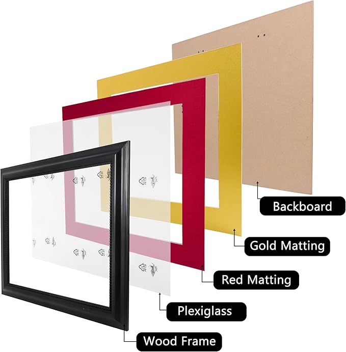11x14 Diploma Degree Frame with Red Mat or Display 15x18 Certificates without Mat,Solid Wood,Black Finish with Intricate Black Rope Detail,UV Protection Acrylic