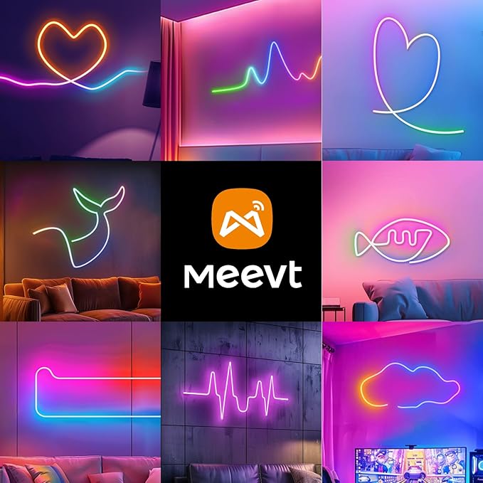 Neon Rope Lights - 16.4Ft Flexible LED Rope Lights,24V RGB Rope Lights Control with App/Remote Multiple Modes,DIY Design, IP65 Waterproof Strip Lights for Bedroom Room Outdoors Decor
