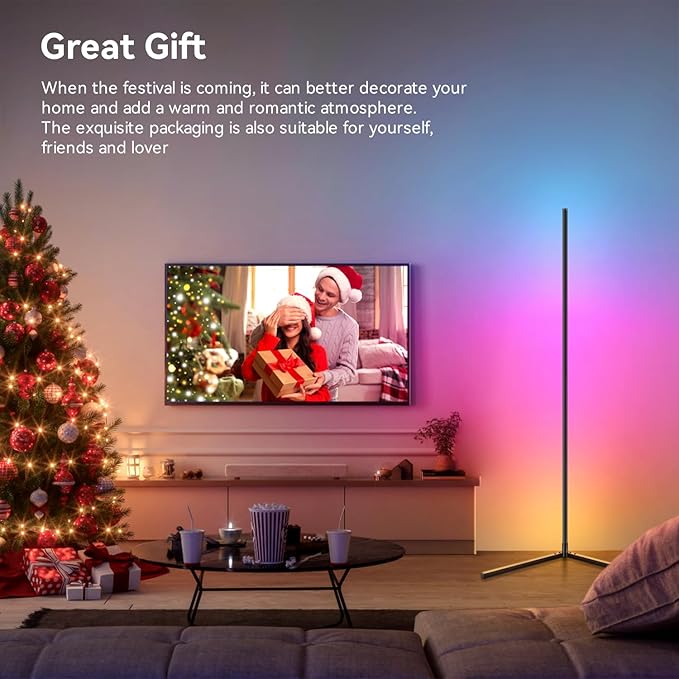 Corner Lamp, LED Corner Floor Lamp, Ambient Lighting Smart Lights with APP and Remote Control, 20 Million Colors & 800+ Modes, Music Sync Led Lights for Bedrooms, Living Rooms and Gaming Rooms