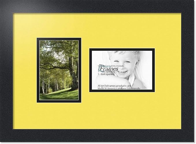 ArtToFrames Collage Photo Frame Double Mat with 2 - 4x6 Openings and Satin Black Frame