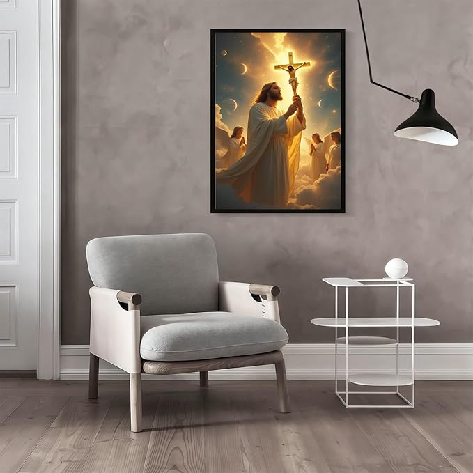 Christian Wall Art Print, Religious Scripture Biblical Decor, Faith-Based Inspirational Landscape with Cross, Digital Printed Canvas Poster for Church, Home Chapel, Prayer Room Decor