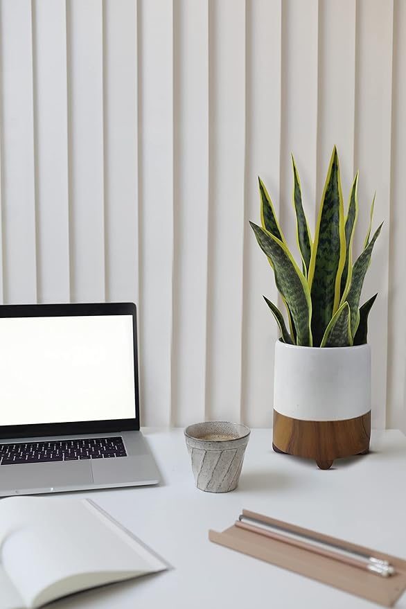 GreenBoxx 18" Artificial Snake Plant Sansevieria - Large Pot - Portable Faux Potted Snake Decor - Fake Green Indoor House Plant for Modern Home Decor, Window, Shelf - Mother in Law Tongue Plant