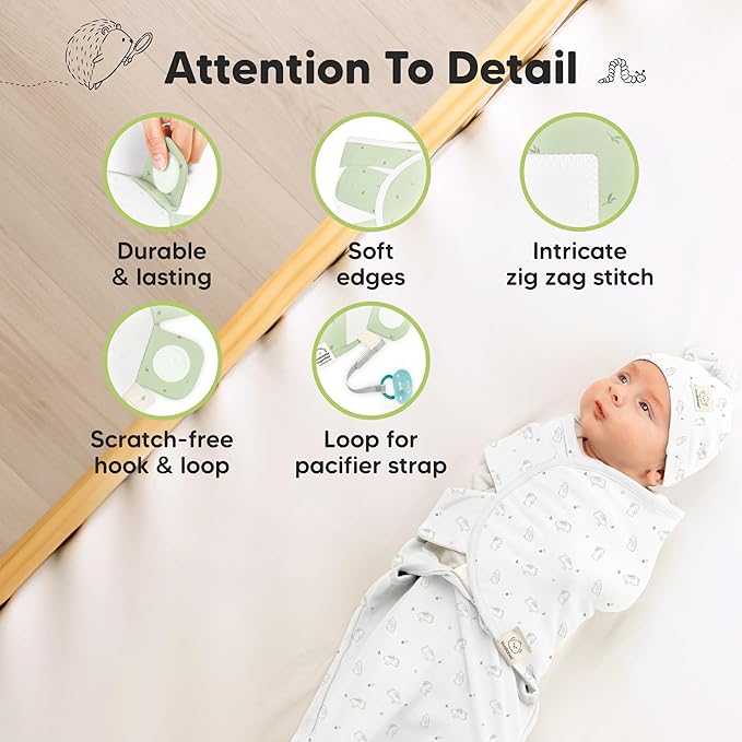KeaBabies 3-Pack Swaddles for Newborns, Girls, Boys with Hats - Organic Soft Baby Sleep Sacks, Breathable Baby Swaddle 3-6 Months Beanies Set, Premie Infant Sleep Sack 0-3 Months (Bunnies)
