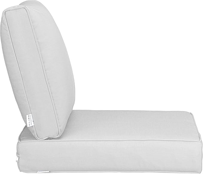UIXE 24.5" Deep Seat Outdoor Cushion Set with Back Pads, Patio Furniture Cushions, Sectional Sofa Bistro Chair Cushion - White, Set of 4