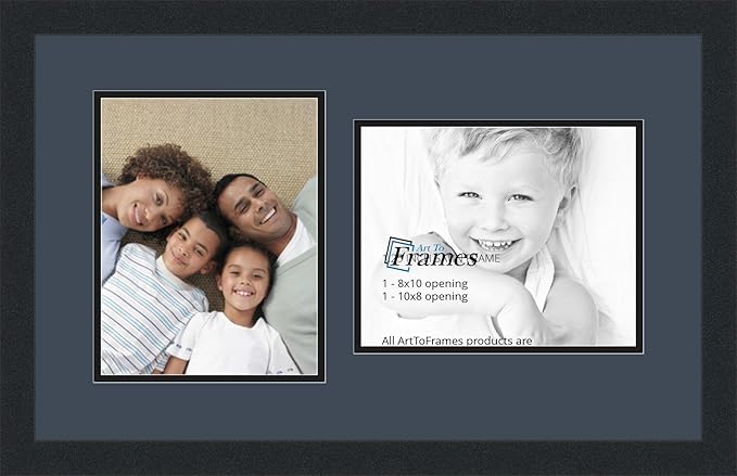 Art to Frames Double-Multimat-107-586/89-FRBW26079 Collage Photo Frame Double Mat with 2 - 8x10 Openings and Satin Black Frame