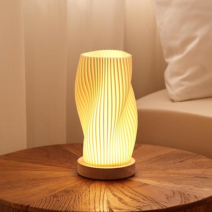 Table Lamp Bedside Lamps for Bedroom, Small Night Stands Desk Lamp, Mood Warm Cozy Lighting, Vintage Boho Cool Mid Century Modern Lamp, Aesthetic Accents Home Room Decor (Warm-A, Medium)