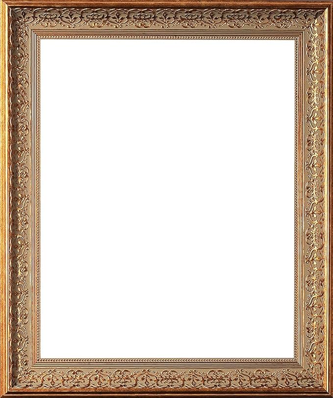 16x20 Picture Frame with Mat for 12x16 Picture. 16x20 Frame Matted to 12x16 Picture. 16 x 20 Poster Frame with Mat. 2-1/2" Wide Frames for 12 x 16 Prints with Mats. Gold Ornate 1556. For Prints, Diplomas. Polystyrene-Quality Wood Frames Alternative.