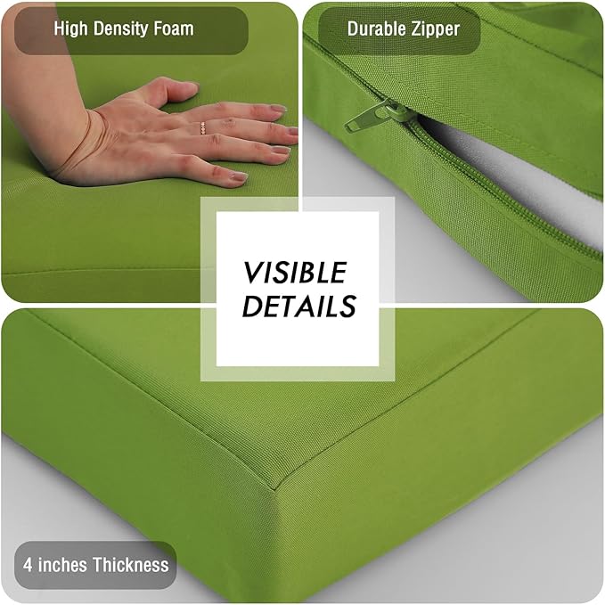 idee-home Outdoor Loveseat Cushions, Waterproof Patio Loveseat Cushion, Outside Couch Hampton Bay Deep Seat Cushion Replacement Set, Patio Love Seat Sofa Cushions for Furniture, 46" x 26" Green