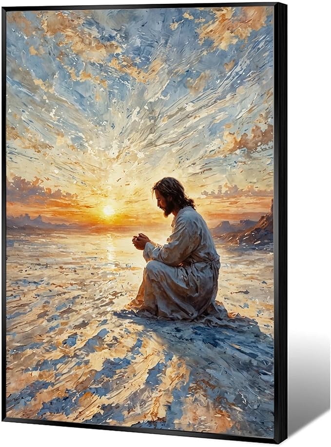 Christian Wall Art Print, Religious Scripture Biblical Decor, Faith-Based Inspirational Landscape with Cross, Digital Printed Canvas Poster for Church, Home Chapel, Prayer Room Decor