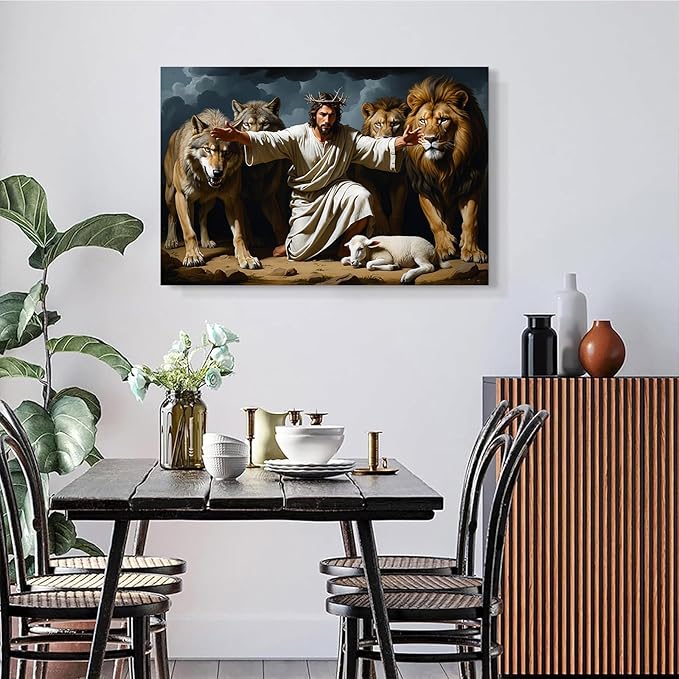Christian Wall Art Print, Religious Scripture Biblical Decor, Faith-Based Inspirational Landscape with Cross, Digital Printed Canvas Poster for Church, Home Chapel, Prayer Room Decor