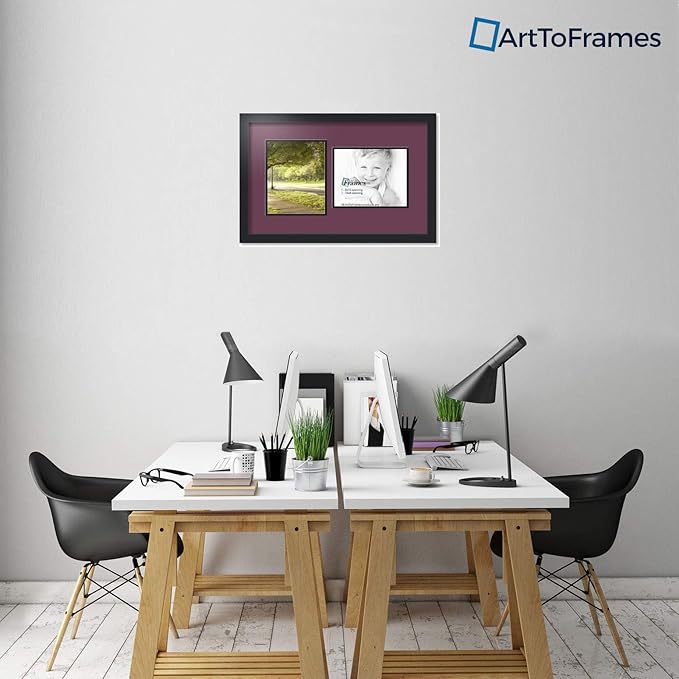 ArtToFrames Collage Photo Frame Double Mat with 2 - 8x10 Openings and Satin Black Frame
