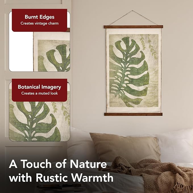 American Art Decor Leaf Wall Scroll Tapestry with Rope