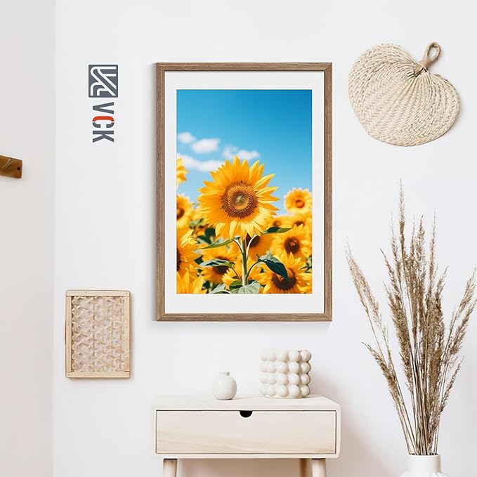 VCK 24x36 Poster Frame 5 Pack - Walnut, High-End Wood Picture Frames with Polished Plexiglass, Display 20x30 Photo with Mat or 24x36 without Mat, Art Gallery-Quality, Wall Hanging, Walnut