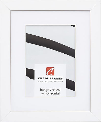 Craig Frames Essentials, Modern 1 Inch Wide 8 x 12 Inch White Picture Frame Matted to Display a 5 x 7 Inch Photo
