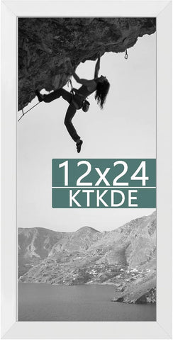 KTKDE 12x24 Picture Frame white, Picture Poster Photo Frame wooden for Wall Decoration, Classic Black Minimalist Style Suitable for Decorating Houses,Any style Best gift