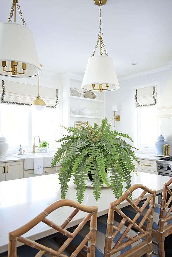 Hollyone Artificial Fern Plants in Pot 25.5" Medium Artificial Boston Fern 31 Leaves for Outdoors & Indoor Faux Potted Plant Fake Ferns Bush Plant Patio Garden Farmhouse Porch Home Decor Dusty Green