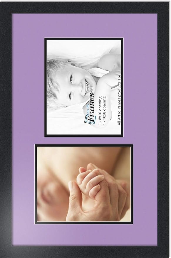 ArtToFrames Collage Photo Frame Double Mat with 2 - 8x10 Openings and Satin Black Frame