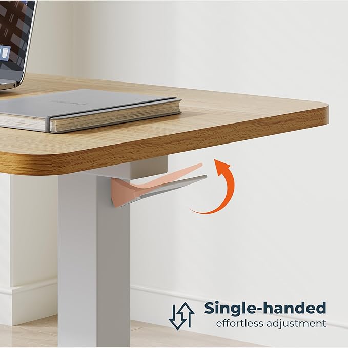 Medical Overbed Adjustable Bedside Table with Hidden Casters, Pneumatic Mobile Rolling Laptop Standing Desk with Tray for Home and Hospital Use, Maple