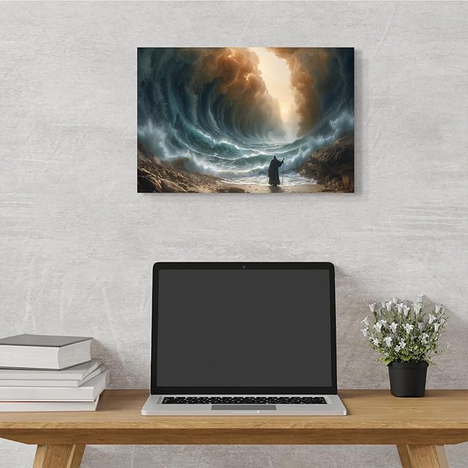 Christian Wall Art Print, Religious Scripture Biblical Decor, Faith-Based Inspirational Landscape with Cross, Digital Printed Canvas Poster for Church, Home Chapel, Prayer Room Decor