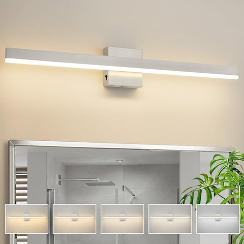 Nickel Bathroom Vanity Light 31.5 inch, 18W Dimmable 5CCT LED Bathroom Light Fixture Over Mirror Restroom-ETL Certificated