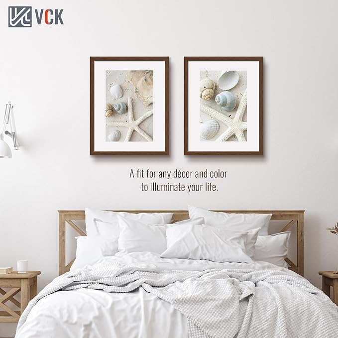 VCK 22x28 Picture Frame 5 Pack, Brown Wood Poster Frame with Exclusive Wood Grain, Wall Hanging