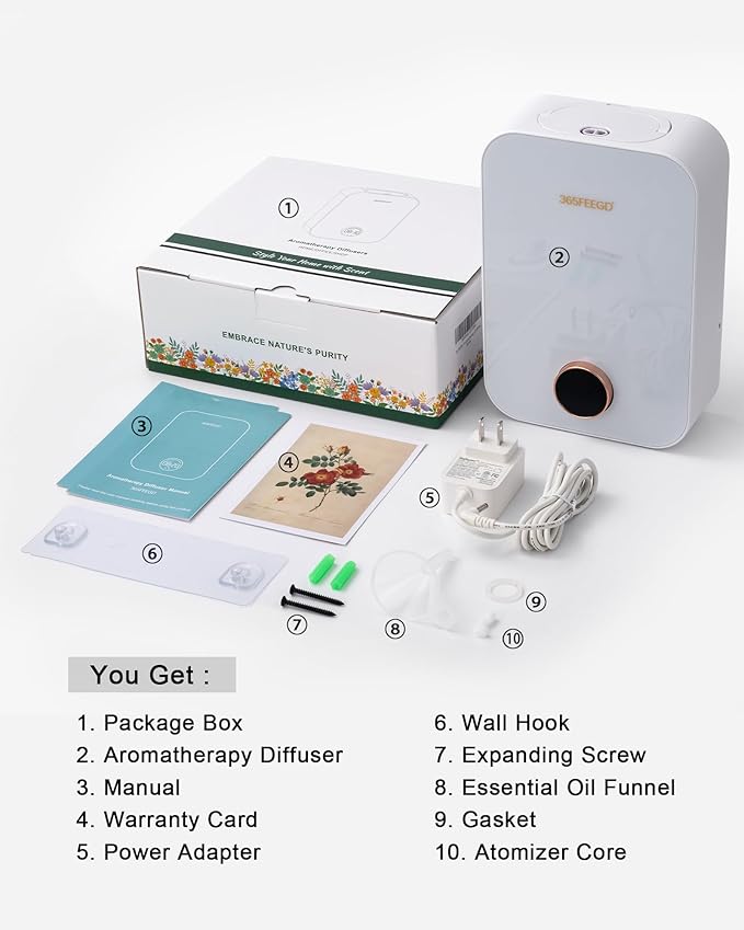 Home Diffuser|150ml Large Capacity Essential Oil Diffuser|Smart Bluetooth Controlled Pure Essential Oil Diffuser|24/7 Customizable Settings (White)