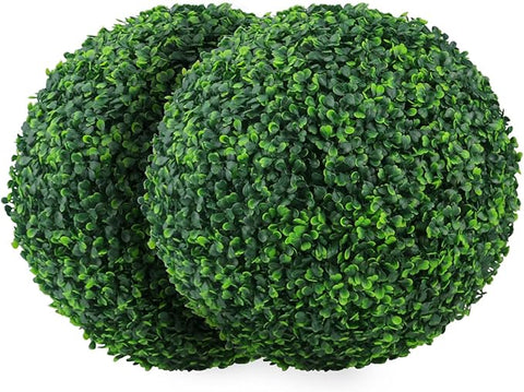Sunnyglade 2 PCS 10 inch 4 Layers Artificial Plant Topiary Ball Faux Boxwood Decorative Balls for Backyard, Balcony,Garden, Wedding and Home Décor (10 inch)