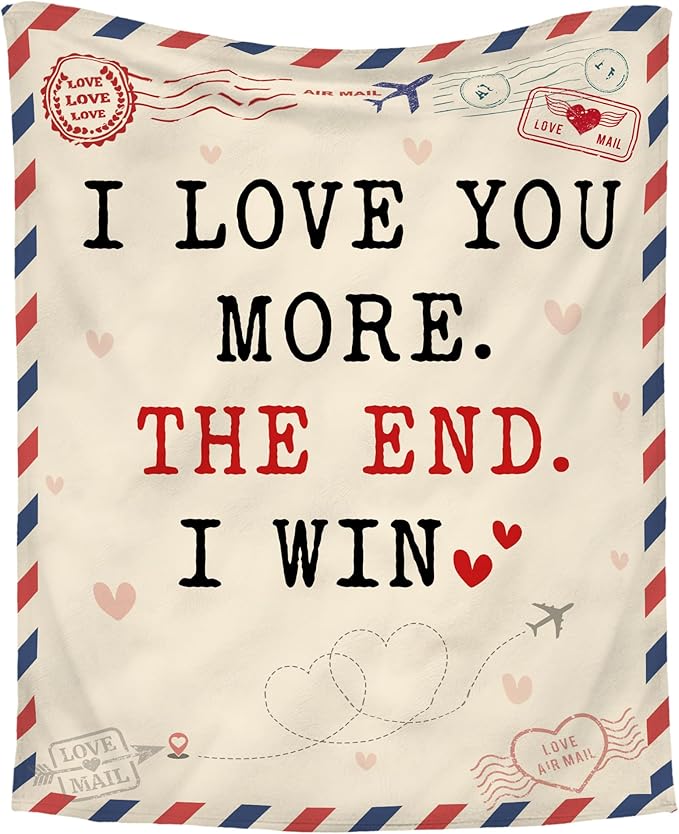 Anniversary Wedding Gifts for Women - I Love You More Soft Fleece Throw Blanket 50x60 in - Birthday Gifts for Girlfriend Boyfriend Him Her, Wife Husband Gift Ideas, Couple Blanket