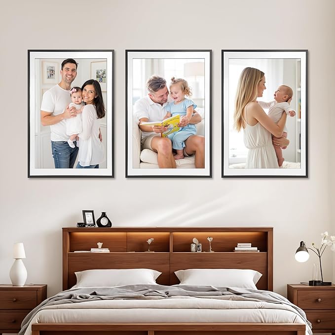Giftgarden 24x36 Poster Frame with Mat Set of 4, 27x40 Frame Matted to 24x36 Picture for Wall Hanging, Black