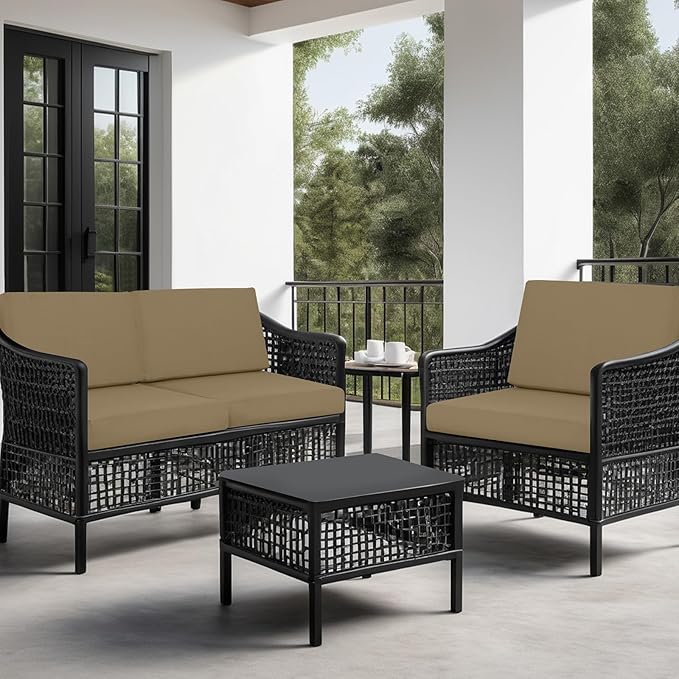 idee-home Outdoor Cushions for Patio Furniture, Outdoor Seat Cushion, Waterproof Couch Hampton Bay Deep Seat Replacement Chair Cushions for Garden Lawn Backyard Deck, 28.5 x 28.5