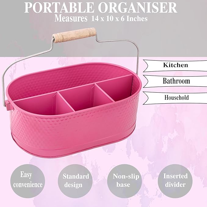 Alpha Living Home Silverware Organizer - Heavy Duty Metal Kitchen Drawer & Utensil Organizer, Drawer Organizer for Forks, Knives, Multipurpose Kitchen Organizers and Storage Solution (Pink)