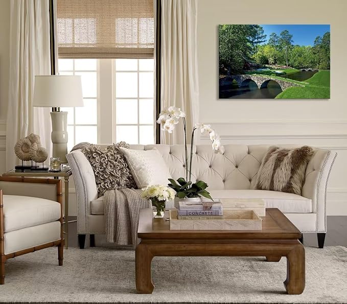 chenchenArt Augusta National Golf Course Wall Art - Augusta Golf Course 12th Hole Wall Art for Living Room Bedroom Bathroom Home Decorations Golf Art Canvas Prints Framed Ready to Hang(18''H x 24''W)