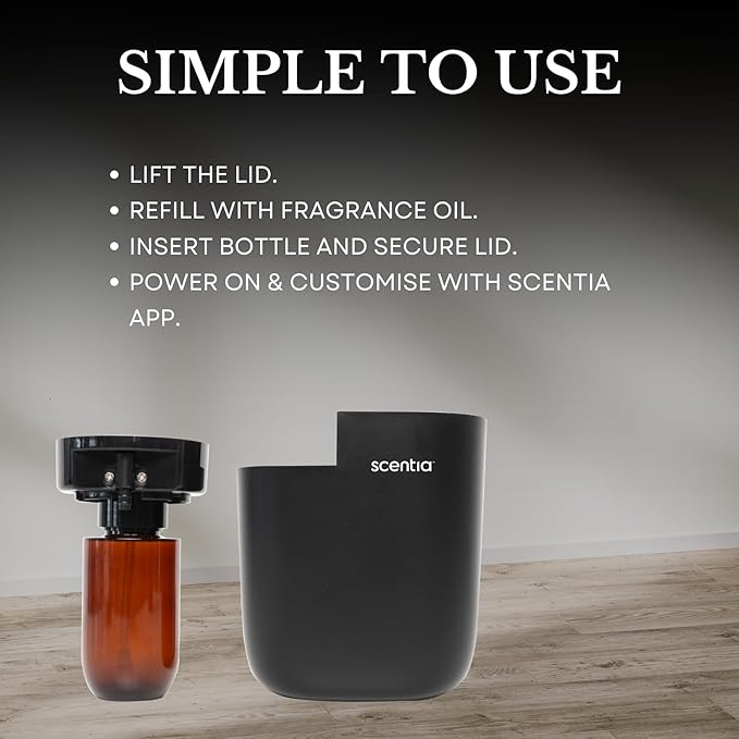 Smart Plug-in Diffuser with App Control | Waterless Cold Air Diffuser | W Hotel-Inspired Scent Included | 500 Sq. Ft. Coverage | Mother's Day & Housewarming Gift | Black