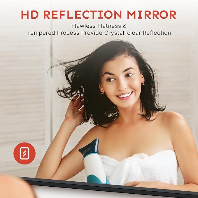 36x30 Bathroom Vanity Mirror for Wall, Aluminum Framed, Farmhouse Rectangle, Anti-Rust, HD Reflection Anti-Desilvering, Distortion Free, Tempered and Shatter-Proof Wall Mounted Mirror, Black