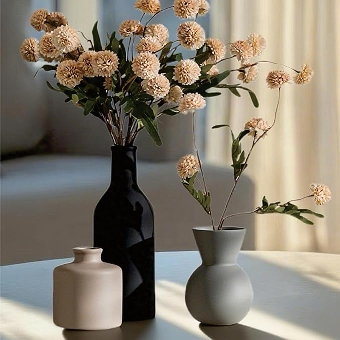 Modern Vases for Home Decor, Artificial Fake Flowers with Vase, Ceramic Vase for Centerpieces