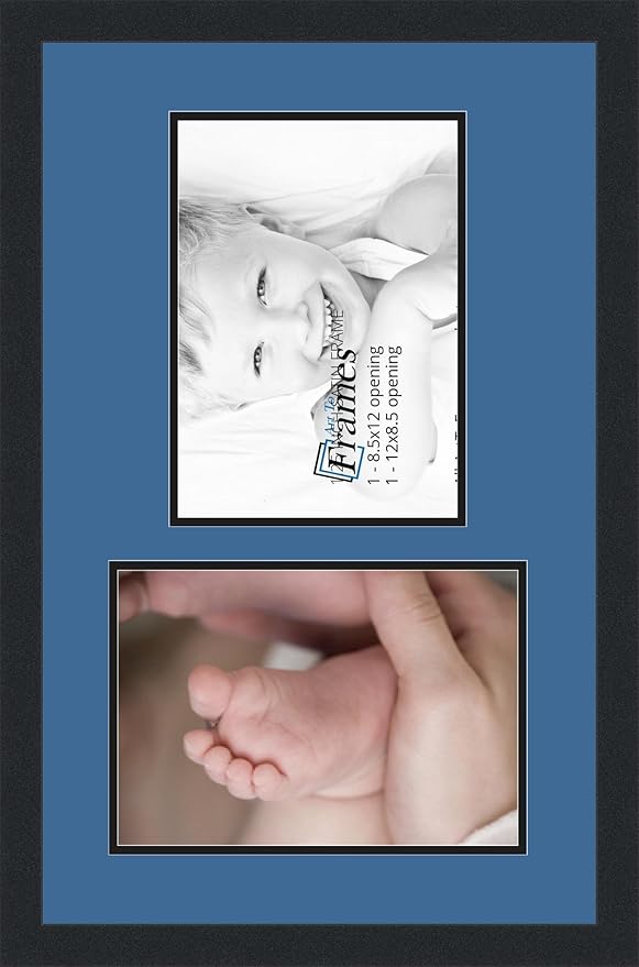ArtToFrames Collage Photo Frame Double Mat with 2 - 8.5x12 Openings and Satin Black Frame