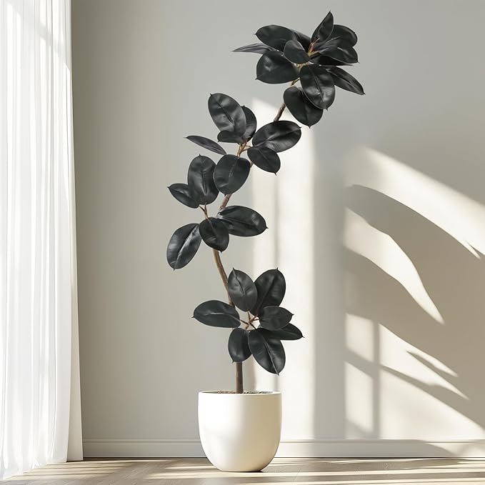5.2ft Artificial Rubber Tree Faux Plants Indoor Faux Floor Artificial Trees Indoor,Fake Plant Fake Tropical Plants,Large Floor,Real Touch Rubber Tree for Home Decor