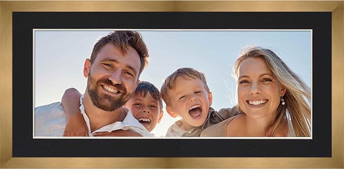13x39 Frame with Mat - Bronze 16x42 Frame Wood Made to Display Print or Poster Measuring 13 x 39 Inches with Black Photo Mat