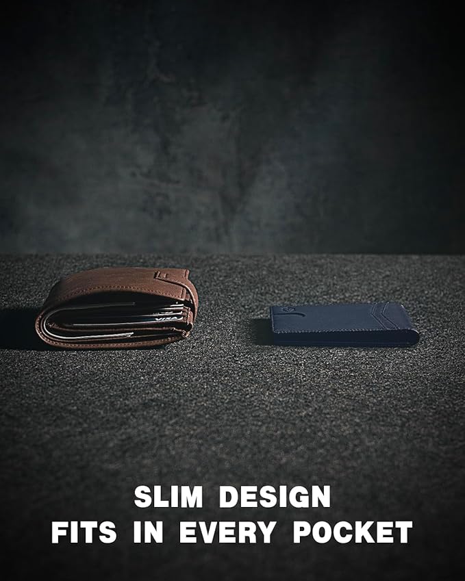 Zitahli Slim Wallet for Men Gifts 12 Card Slots ID Window With Money Clip Minimalist RFID Front Pocket Bifold Leather Small Thin Gift Box Dad Birthday Christmas Regalos Hombres