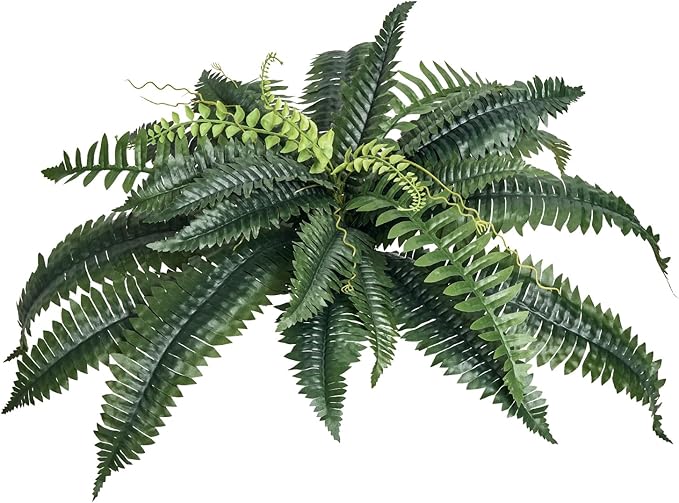 VEVOR Fake Ferns 2 Pcs, 34 Inch Artificial Boston Ferns Plants, Faux Fern with 30 Branches, Artificial Plants Large for Outdoors/Indoor Home, Office,Garden (Flowerpot Unincluded)