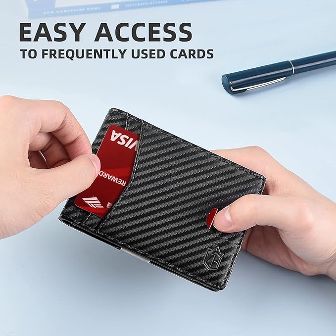 Zitahli Slim Wallet for Men Gifts 12 Card Slots ID Window With Money Clip Minimalist RFID Front Pocket Bifold Leather Small Thin Gift Box Dad Birthday Christmas Regalos Hombres