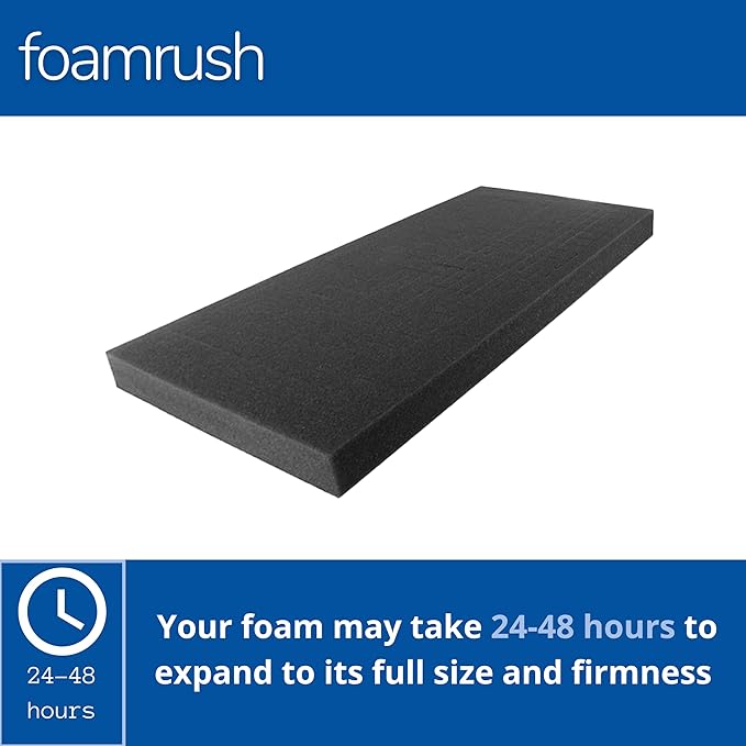 FoamRush 6"x 36" x 36" Charcoal Square Foam Cushion Replacement, Upholstery Foam, Upholstery Sheet, Wheelchair Seat Cushion Replacement, Made in USA
