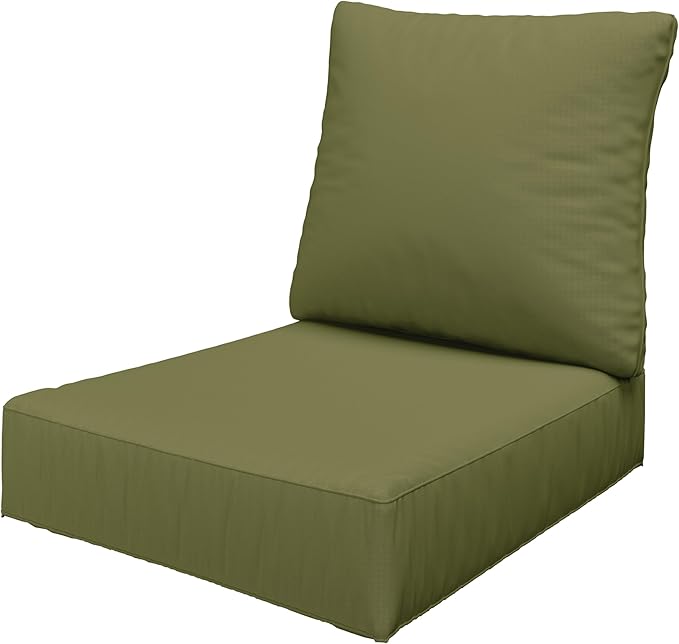 Outdoor Seat Cushion Set 24 x 24 x6.5 Inch Splash-Proof & Fade Resistant Patio Furniture Cushions with Removable Cover Deep Seat & Back Cushion with Straps for Chair Sofa Couch