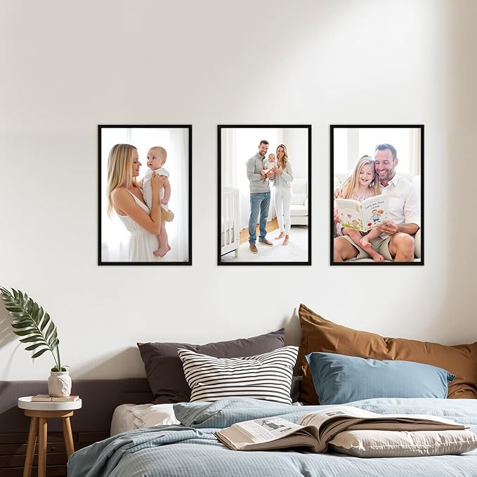 Giftgarden Black 12x18 Picture Frame Set of 4, Matted to 11x17 Picture with Mat or 18x12 Poster without Mat, Wall Hanging Display