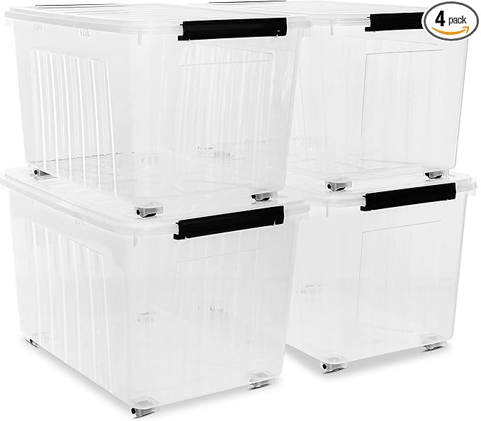 Citylife 82 QT Clear Plastic Storage Bins with Lids Stackable and Nestable Storage Boxes with Lids Large Plastic Storage Containers for Garage, Closet, Kitchen, 4 Packs