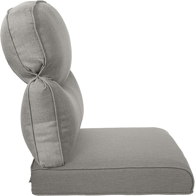 22x25/22x24 Outdoor Seat Cushions Set of 2 - Comfortable High Back Water-Resistant Patio Wicker Chairs Cushion for Rattan Dining Rocker Glider Loveseat Couch Sectional Sofa - Grey/Smile