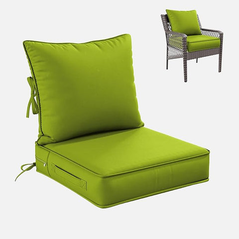 Premium Outdoor Seat Cushion Chair Cushions for Patio Furniture 19 L X 19 W X 4 H Waterproof & Fade Resistant Deep Seat and Backrest Cushion Set with Removable Covers for Chair, Sofa