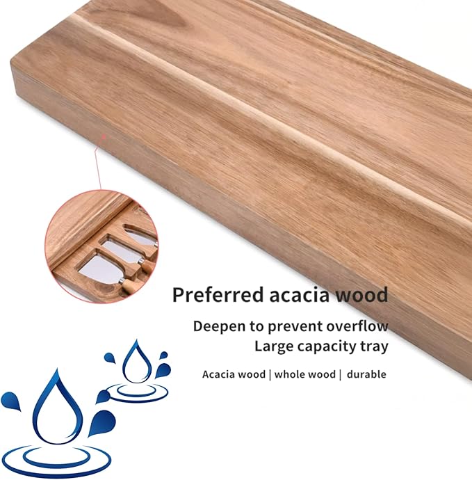 Personalized Charcuterie Board with Cheese Knives - Custom Engraved Cutting Board Set - Wedding Gift, Anniversary, Houswarming Gift for Couple - Acacia Wood Cheese Tray with Drawers